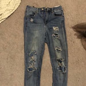 Blue Notes ripped high waist jeans with inside panelling